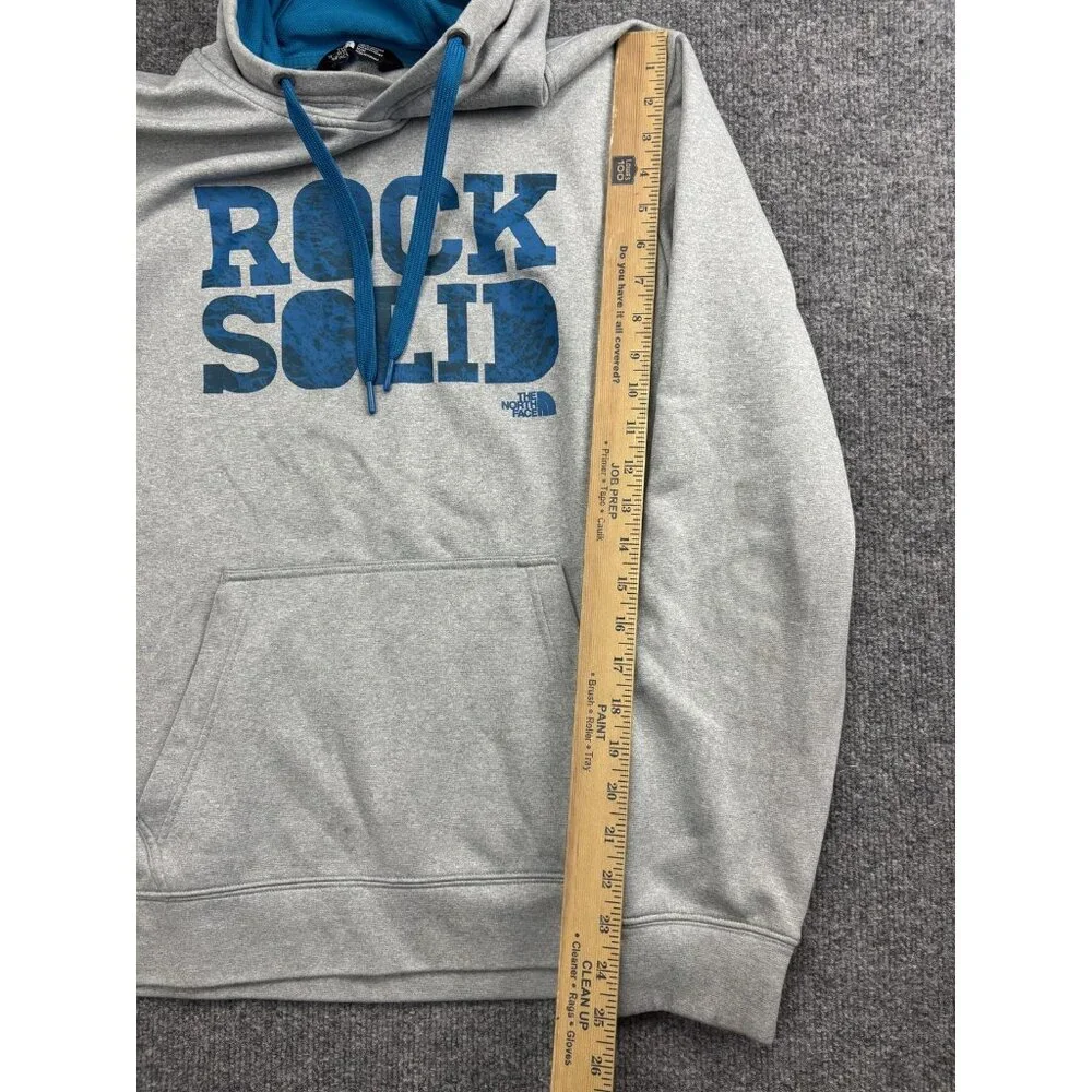 The North Face Hoodie Mens Medium‎ Gray Pullover Fleece Sweatshirt Rock Solid